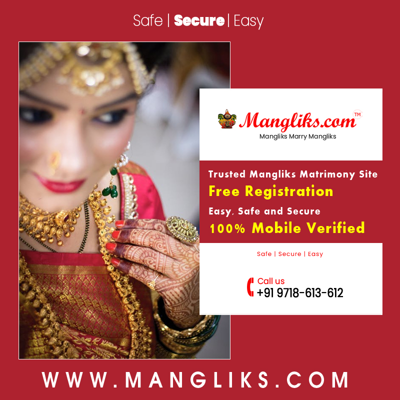 100% Mobile Verified Profiles. Safe Secure and Easy . Register Free to Find Your Perfect Mangliks Life Partner